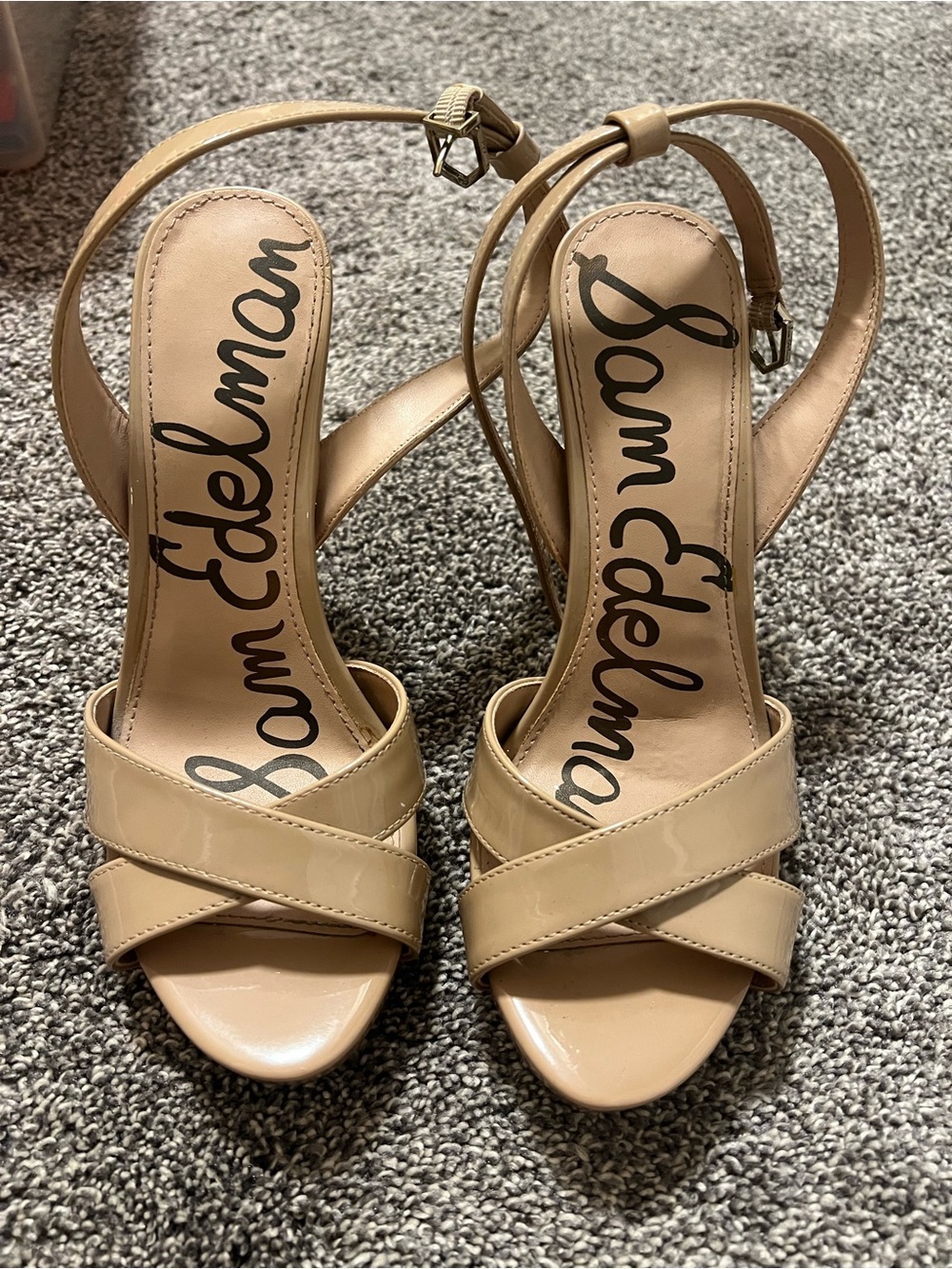 Sam Edelman Tan Patent Leather Slingback Sandals